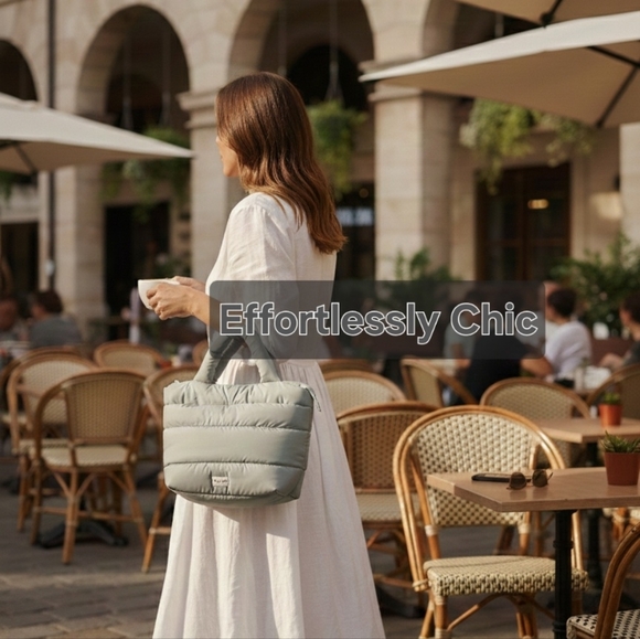 Handbags - NWT Wilo The Label Mini Two Strap Light Sage Puffer Tote Bag